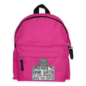 Remember to drink water Denk an Wasser Spruch Logo - Kinder Rucksack - Fuchsia - Vorne