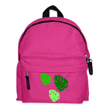 Monstera Blätter Trio Design - Kinder Rucksack - Fuchsia - Vorne