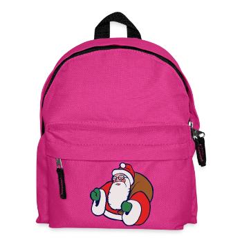 Fetter Cartoon-Weihnachtsmann mit Sack - Kinder Rucksack - Fuchsia - Vorne