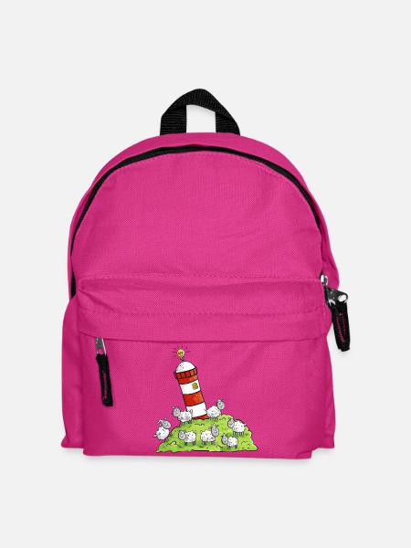 Leuchtturm Und Schafe Auf Der Nordseeinsel - Kinder Rucksack - Fuchsia