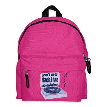 Plattenspieler statt Freunde – Musik ist genug - Kinder Rucksack - Fuchsia - Vorne
