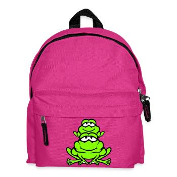 Frosch Kind Familie Papa Mama Huckepack Vatertag - Kinder Rucksack - Fuchsia - Vorne
