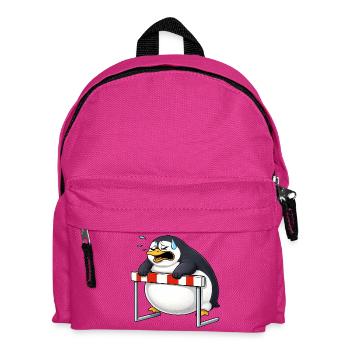 Cute penguin cartoon funny unsporty hurdle - Kids' Backpack - fuchsia - Front