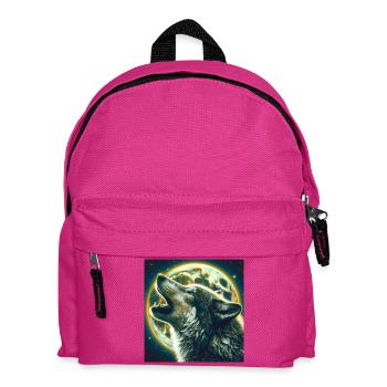 Wolf heult zum Vollmond - Kinder Rucksack - Fuchsia - Vorne