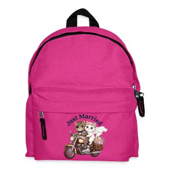 Just Married Katzen auf Motorrad - Kinder Rucksack - Fuchsia - Vorne