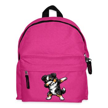 Dabbing Miniature American Shepherd - Kids' Backpack - fuchsia - Front