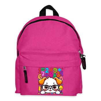 Number Day Maths Süßes Mathe-Welpen-T-Shirt mit Aufdruck - Kinder Rucksack - Fuchsia - Vorne