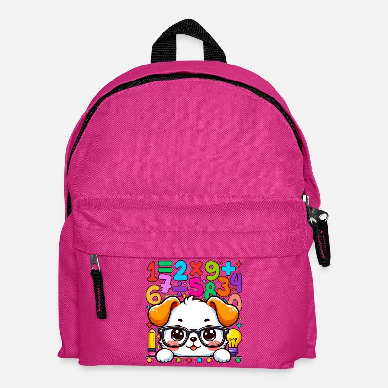 Number Day Maths Cute Math Pup Printed T-Shirt - Kids' Backpack - fuchsia