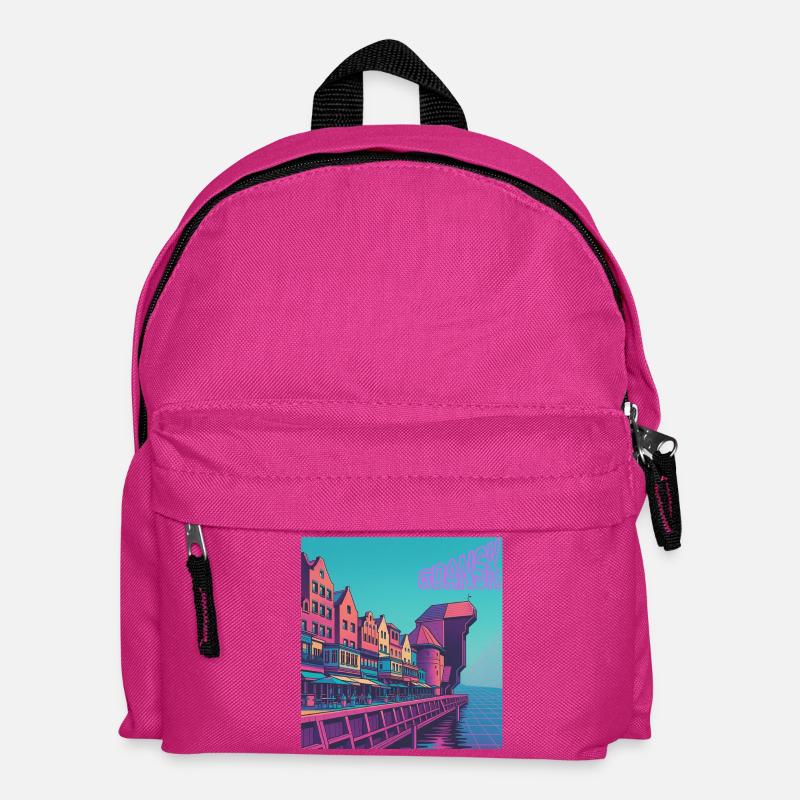Gdansk Hafen Neon Farben - Kinder Rucksack - Fuchsia