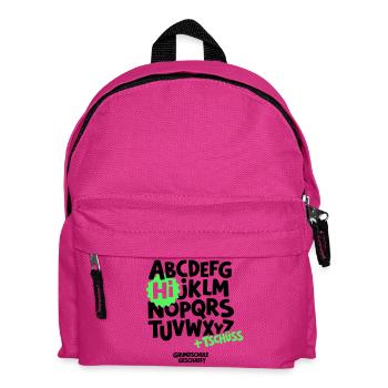 Grundschule Abschluss Shirt ABC - Kinder Rucksack - Fuchsia - Vorne
