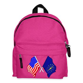 USA and State of Indiana Flag Crossed - Kids' Backpack - fuchsia - Front