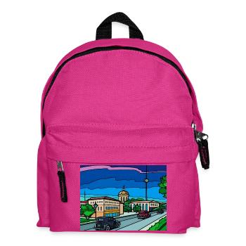Retro City Street Scene - Kids' Backpack - fuchsia - Front