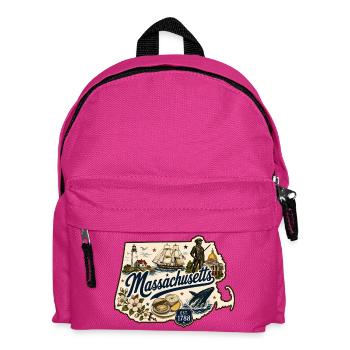 Massachusetts Vintage State Pride Aufkleber - Kinder Rucksack - Fuchsia - Vorne