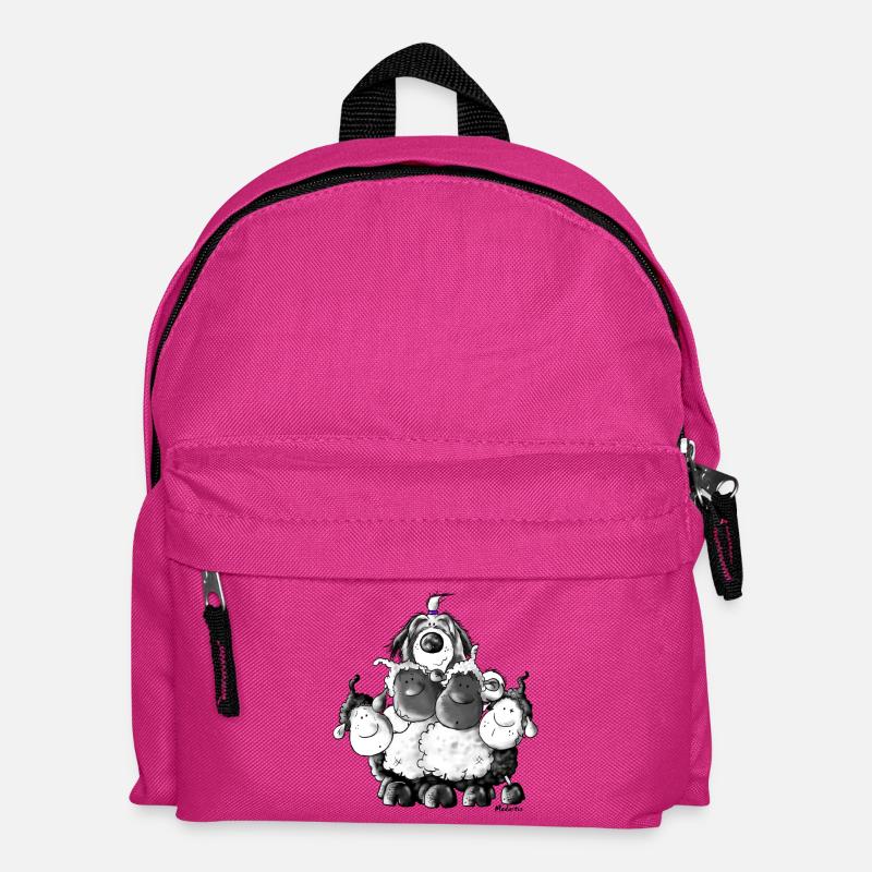 Bearded Collie and sheep - Herding dog design - Kids' Backpack - fuchsia