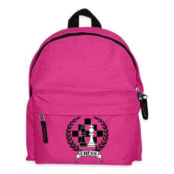 Chess pieces in laurel wreath with text CHESS - Kids' Backpack - fuchsia - Front
