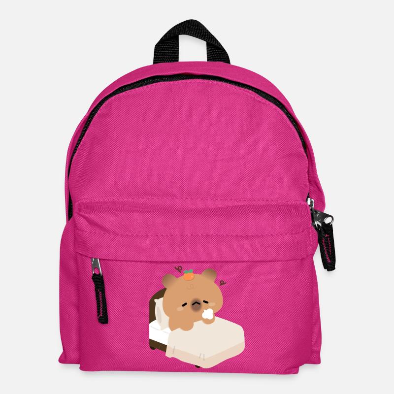 Schläfrige Kapybara im gemütlichen Bett - Kinder Rucksack - Fuchsia