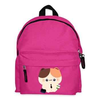 Kawaii Crying Cat with Coffee - Kids' Backpack - fuchsia - Front