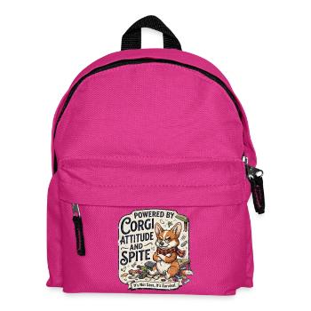 Attitude et Rancune Un Chien Drôle Powered By Corgi - Sac à dos Enfant - fuchsia - Devant