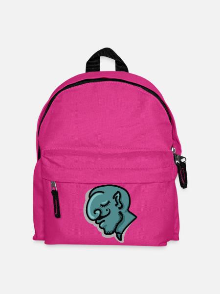 Karikaturporträt des Gesichts eines Dschinns - Kinder Rucksack - Fuchsia