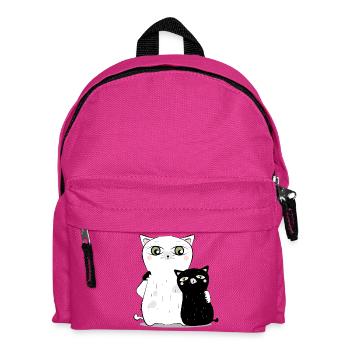 white cat & black cat - Kids' Backpack - fuchsia - Front