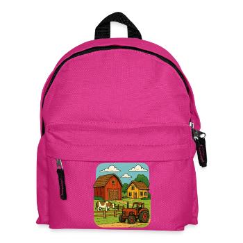 Rural farm with red tractor - Kids' Backpack - fuchsia - Front