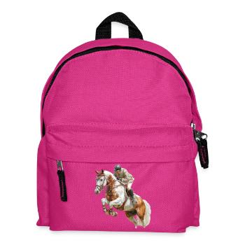 Jumping rider at a gallop - Kids' Backpack - fuchsia - Front