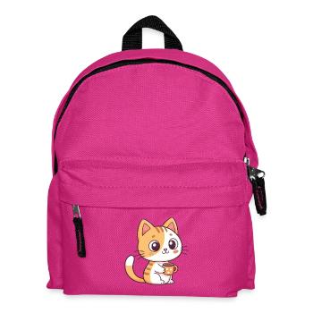 Cute Cat with Tea Heart Mug - Kids' Backpack - fuchsia - Front