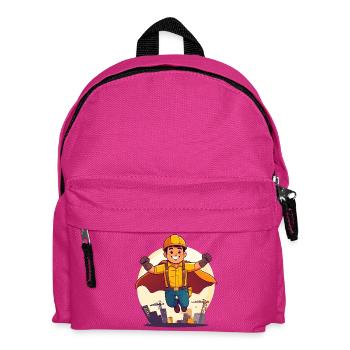 Construction Hero Superhero Construction Worker Construction Site Hero - Kids' Backpack - fuchsia - Front