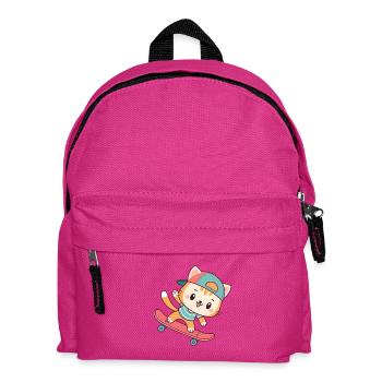 Cat skateboard with cap - Kids' Backpack - fuchsia - Front