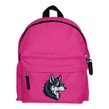 Schicker Wolf mit rosaroter Brille - Kinder Rucksack - Fuchsia - Vorne