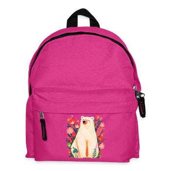 Eisbär Floral Bear Wild Nature Lover Kunst - Kinder Rucksack - Fuchsia - Vorne