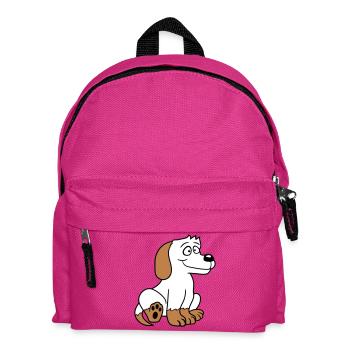 Dog Sitting Cute Little Happy Puppy Pet - Kids' Backpack - fuchsia - Front