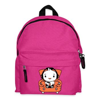 Ente Gamer zocken Controller Headset Sessel sitzen - Kinder Rucksack - Fuchsia - Vorne
