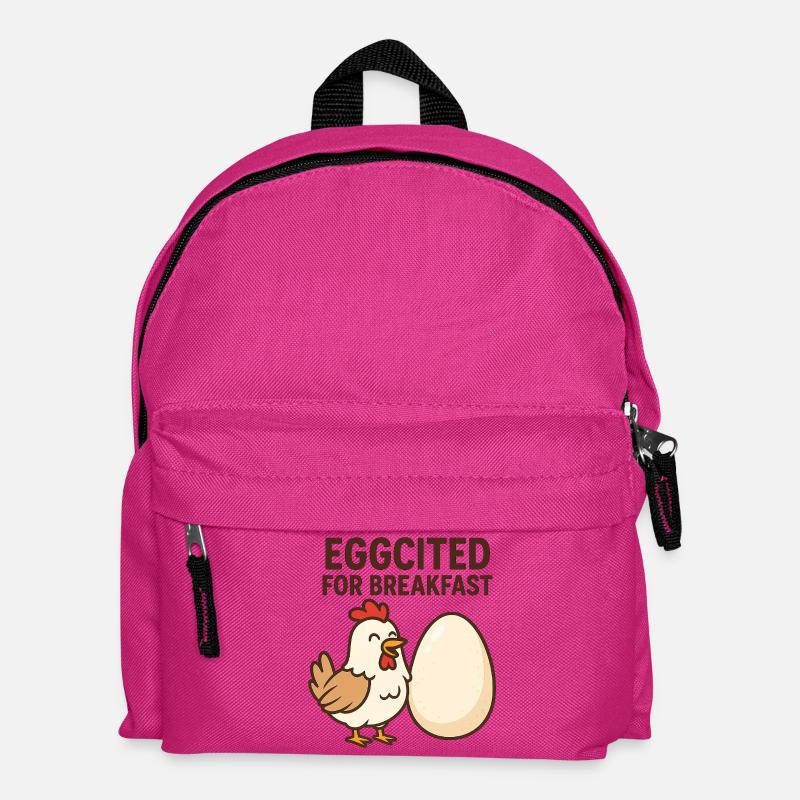 Eggcited for Breakfast Chicken Design - Kids' Backpack - fuchsia