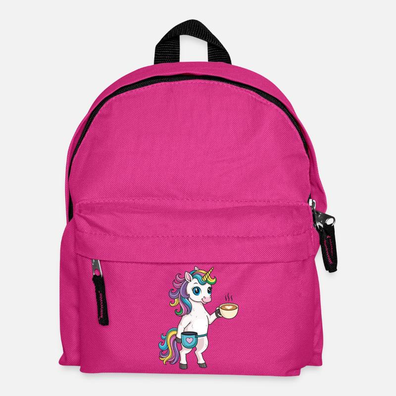 Einhorn mit Kaffee und Chalkbag - Kinder Rucksack - Fuchsia