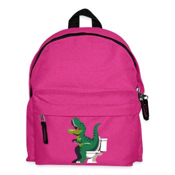 Roaring dinosaur on the toilet - Kids' Backpack - fuchsia - Front
