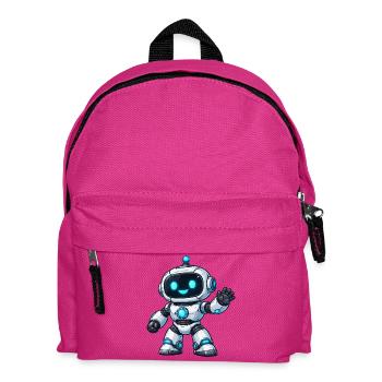 Kleiner Neonroboter Gruß - Kinder Rucksack - Fuchsia - Vorne