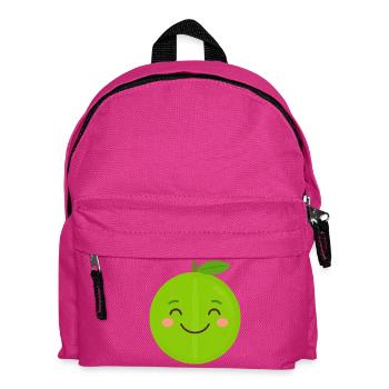 Green Kawaii Apple – Sweet Fruit Cartoon Graphic - Kids' Backpack - fuchsia - Front