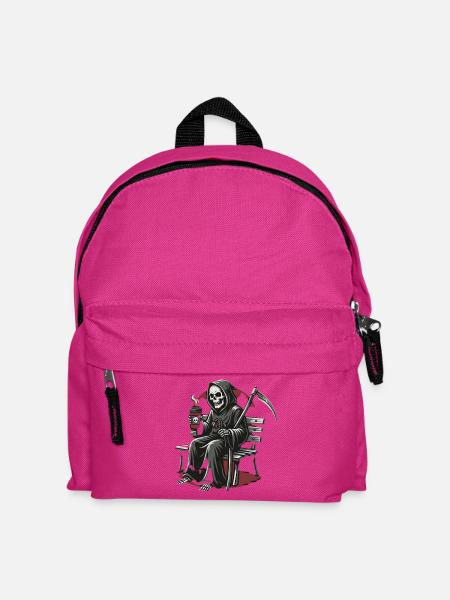 Grim Reaper Kaffee auf Bank - Kinder Rucksack - Fuchsia