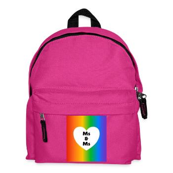 Frau & Frau Pride Heart on Rainbow – lesbische Hochzeit - Kinder Rucksack - Fuchsia - Vorne