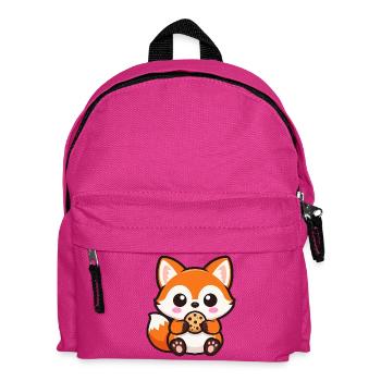 Süßer Fuchs mit Keks Cartoon Chibi Kawaii - Kinder Rucksack - Fuchsia - Vorne