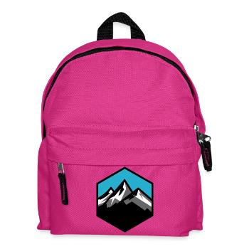 Montagne Logo Armoiries Randonnée Trekking Montagne Symbole - Sac à dos Enfant - fuchsia - Devant