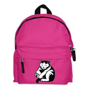 Schlafende Katzen-Silhouette - Kinder Rucksack - Fuchsia - Vorne