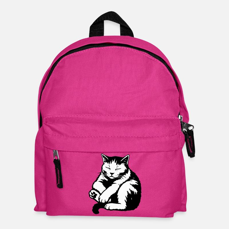 Sleeping Cat Silhouette - Kids' Backpack - fuchsia