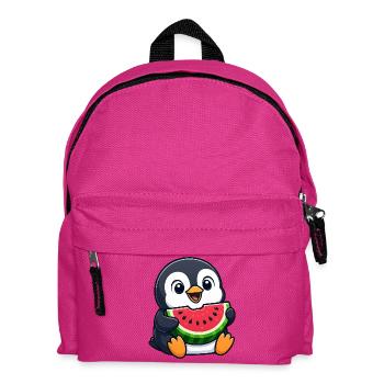 Funny Penguin with Melon Summer Fruit Cartoon - Kids' Backpack - fuchsia - Front