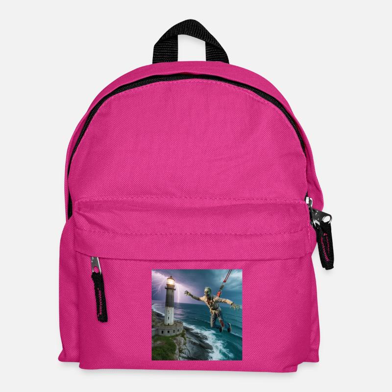 Zombie on rope above the lighthouse - Kids' Backpack - fuchsia