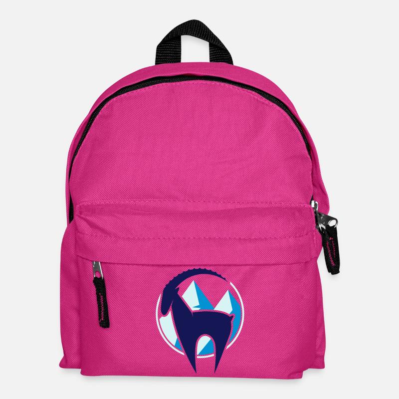 Steinbock und Gebirge Button - Kinder Rucksack - Fuchsia