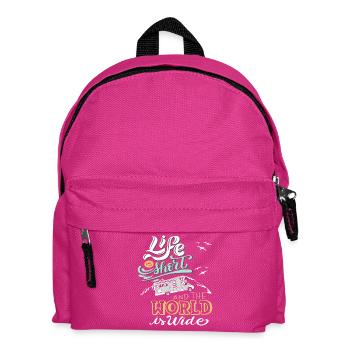 Life is Short The World is Wide - Kinder Rucksack - Fuchsia - Vorne