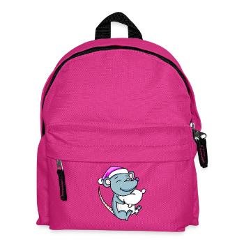 Mouse with pillow and sleeping cap - Kids' Backpack - fuchsia - Front