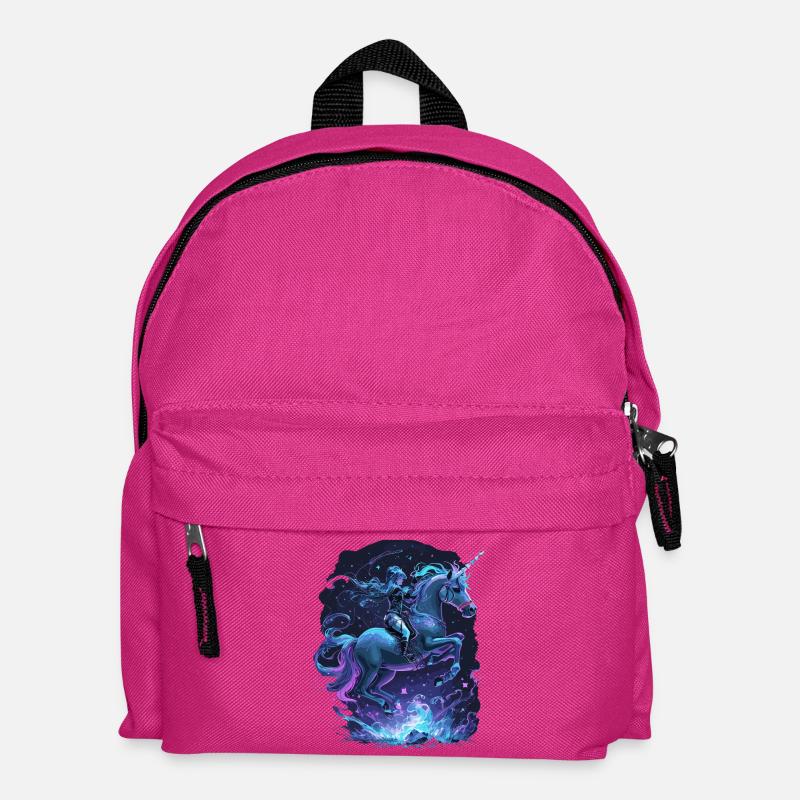 Mystisches Einhorn mit Reiterin - Kinder Rucksack - Fuchsia